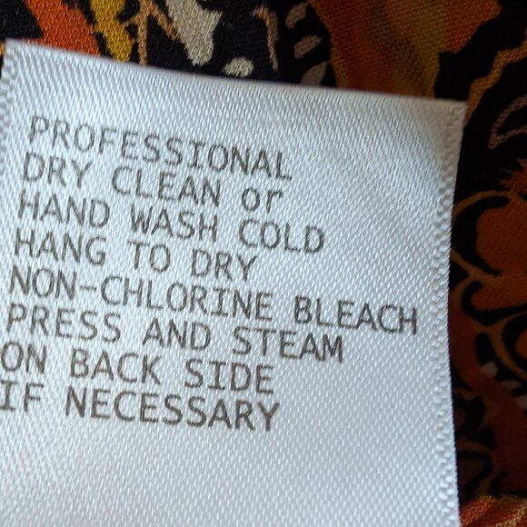 Rachel Roy Blouse 1X Orange Paisley Boho V-Neck Silky 3/4 Tie Sleeve EUC - Picture 7 of 8